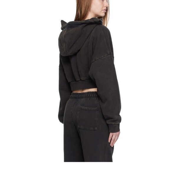 Entire Studios Black Cropped Full Zip Hoodie - Picture 2 of 3